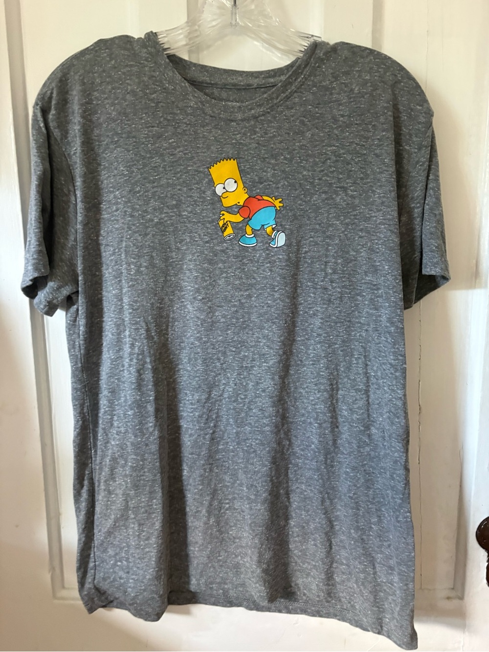 Men's Gray Short-Sleeve Tee with Bart Simpson Graphic